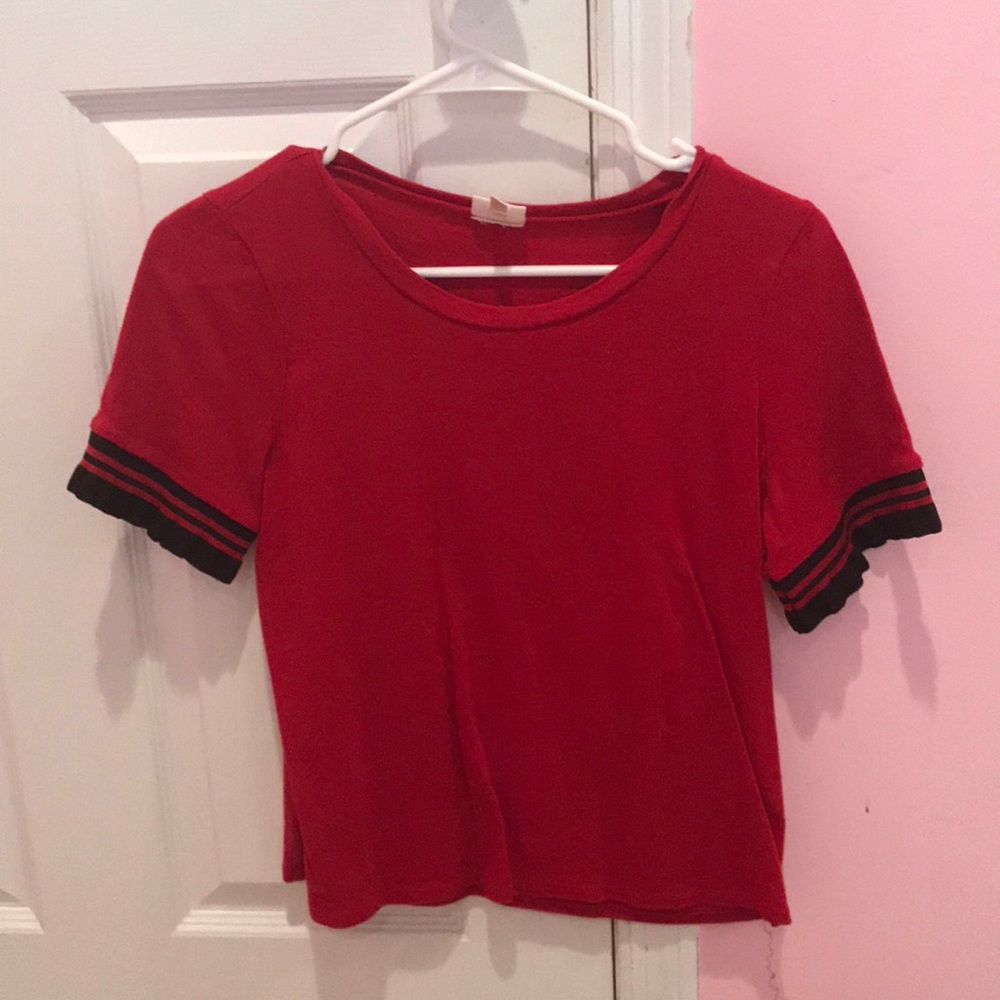 Red Crop Top with Sleeve Details